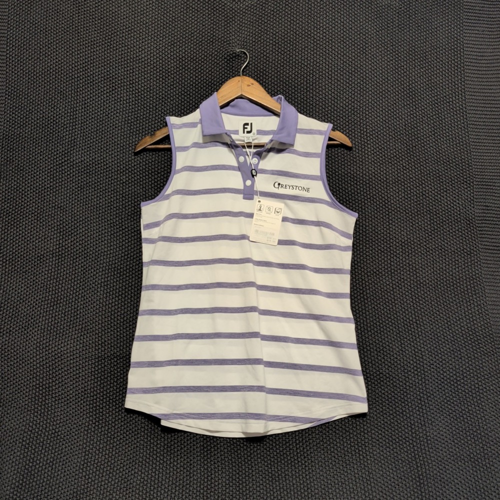 FootJoy Sleeveless Polo Women S Purple White Striped GolfLeisure Greystone New
